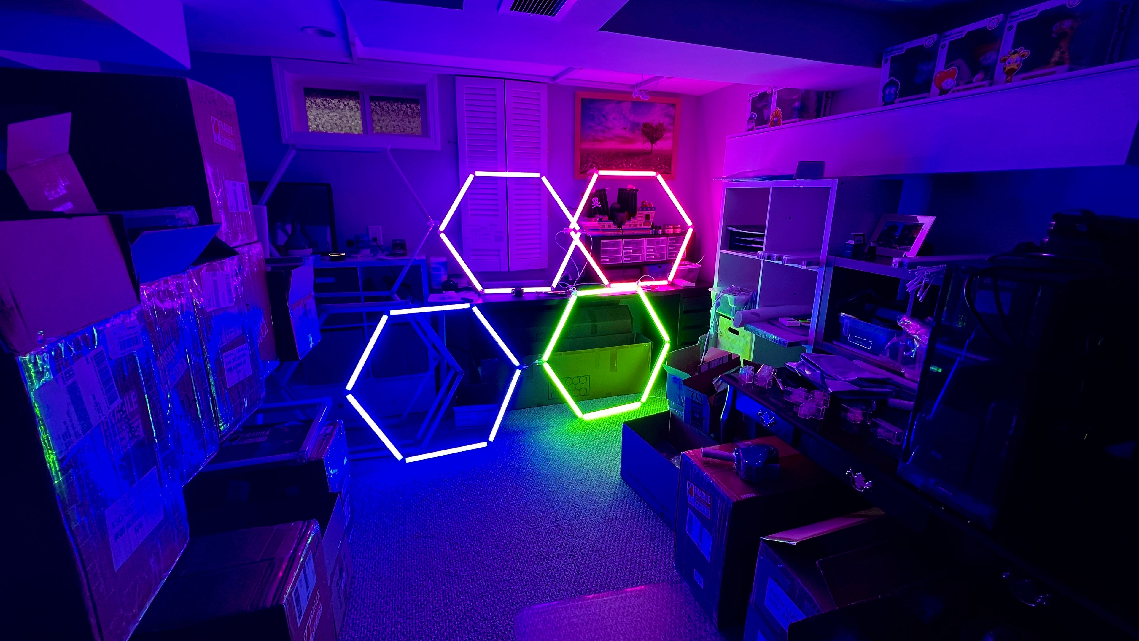 Colored hexagons LED lights
